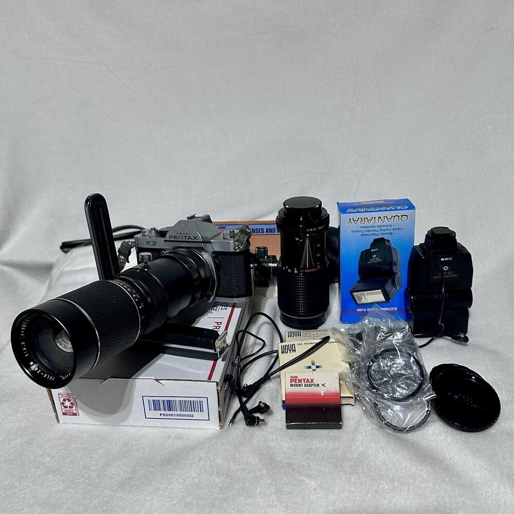 ASAHI PENTAX K2 Film Camera And Accessories Silver Untested